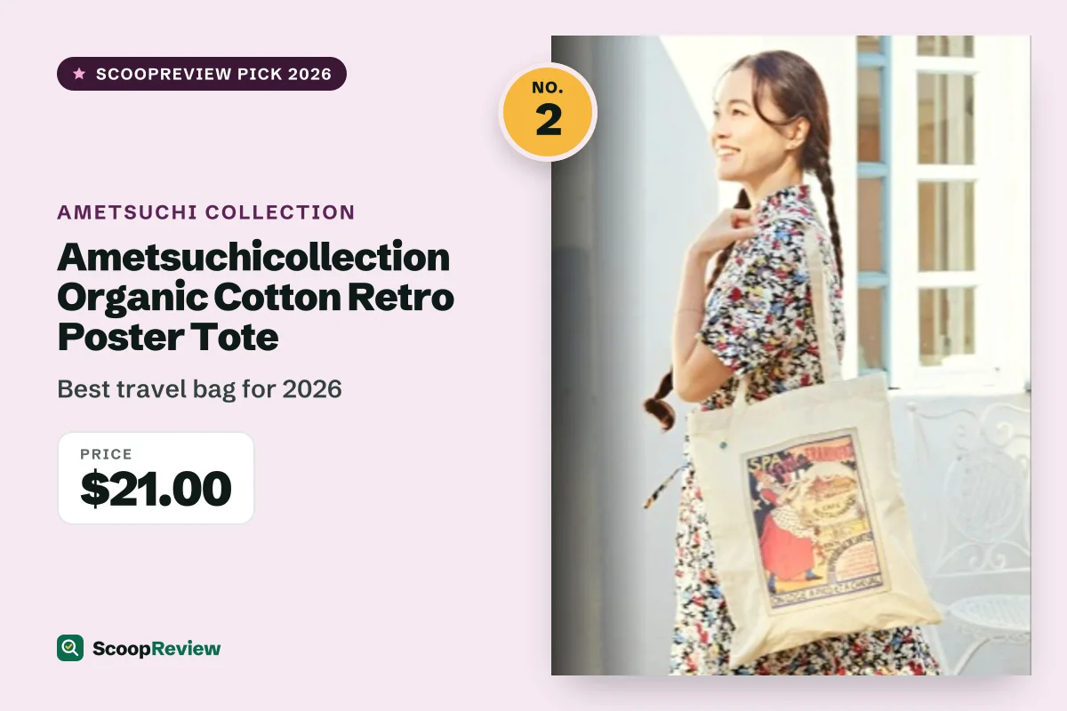 Ametsuchicollection Organic Cotton Retro Poster Tote – Best travel bag for 2026