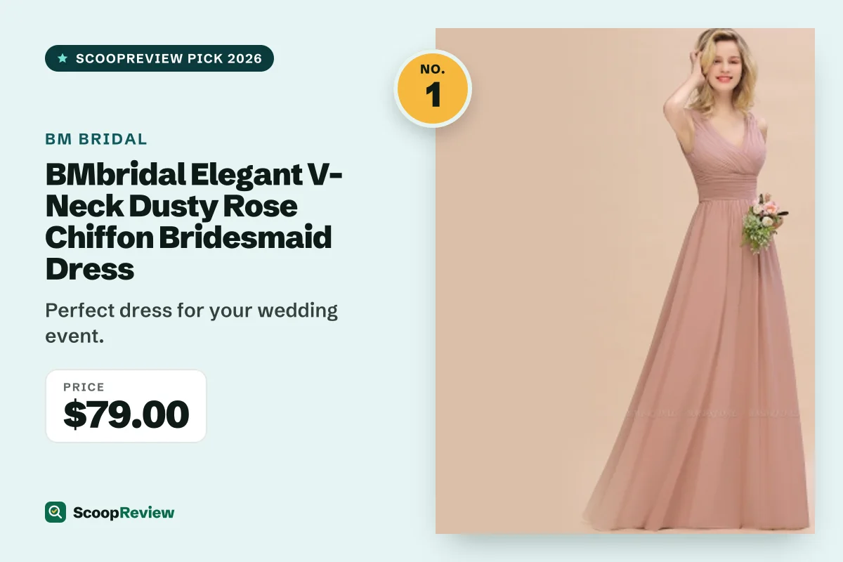BMbridal Elegant V-Neck Dusty Rose Chiffon Bridesmaid Dress – Perfect dress for your wedding event.