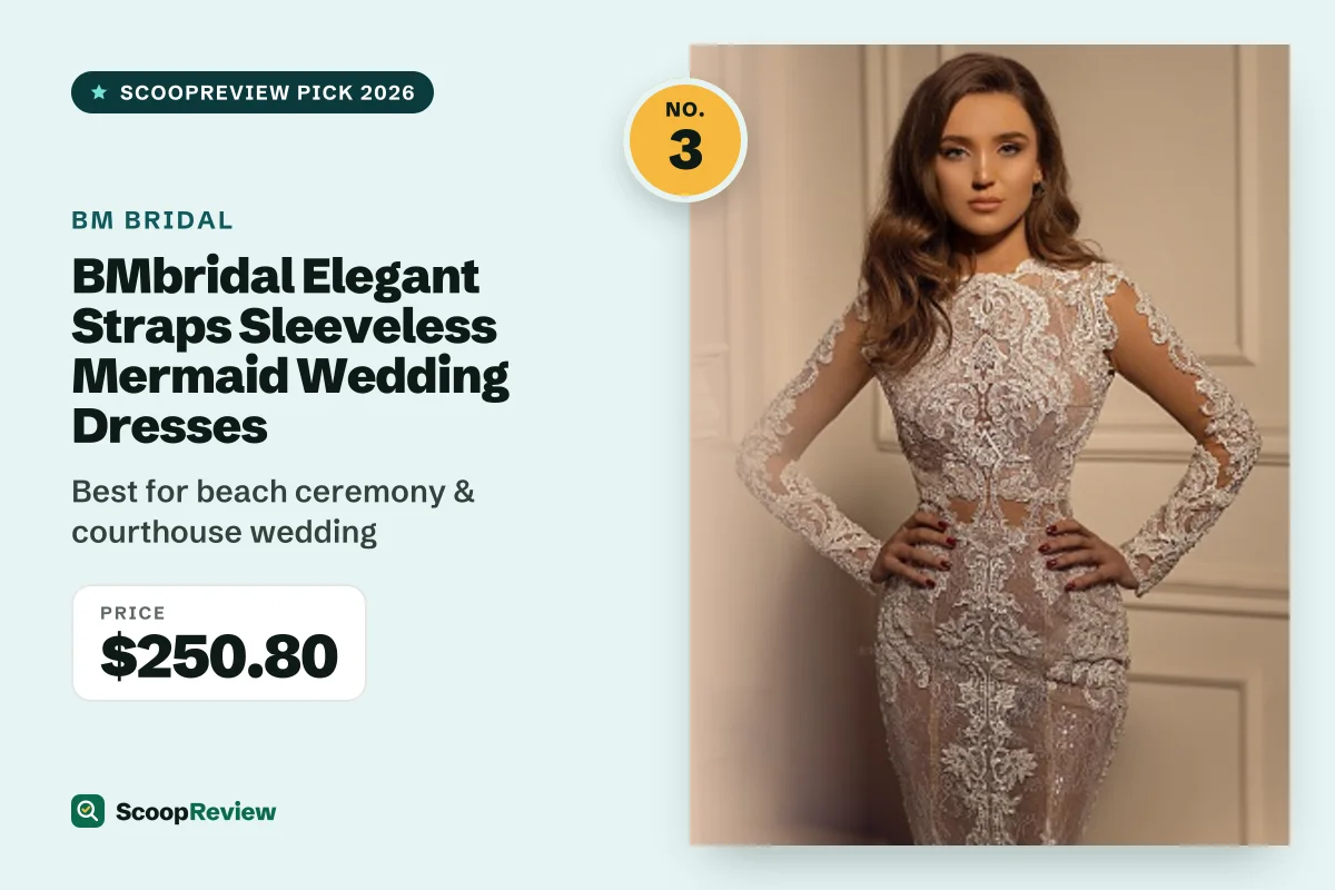 BMbridal Elegant Straps Sleeveless Mermaid Wedding Dresses – Best for beach ceremony & courthouse wedding