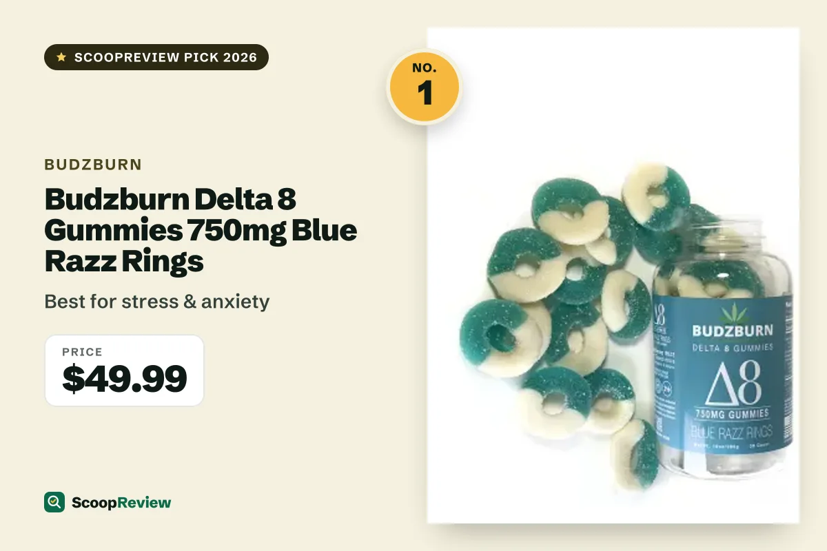 Budzburn Delta 8 Gummies 750mg Blue Razz Rings – Best for stress & anxiety
