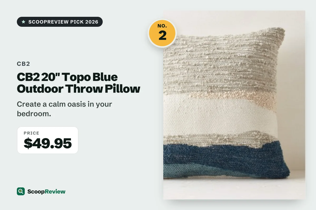 CB2 20" Topo Blue Outdoor Throw Pillow – Create a calm oasis in your bedroom.
