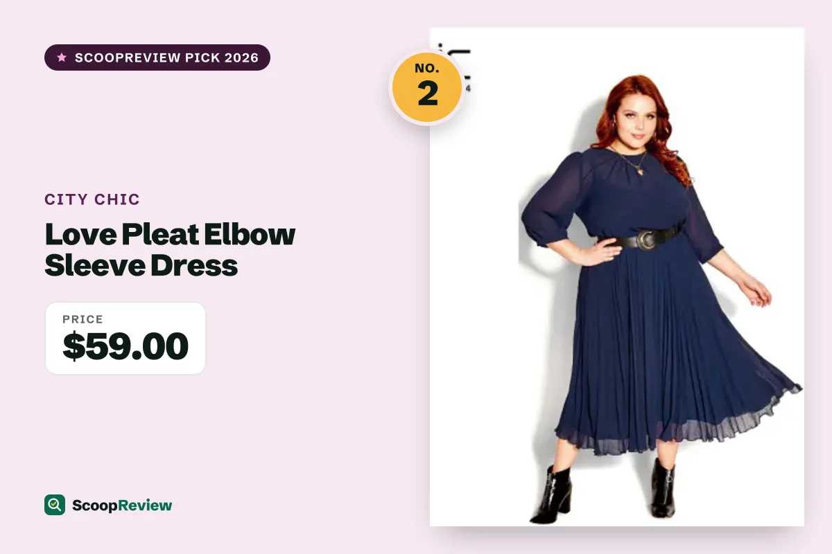 Love Pleat Elbow Sleeve Dress