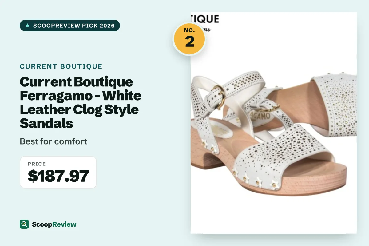 Current Boutique Ferragamo - White Leather Clog Style Sandals – Best for comfort