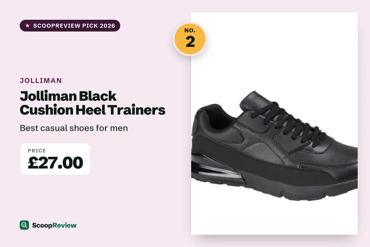 Jolliman Black Cushion Heel Trainers – Best casual shoes for men