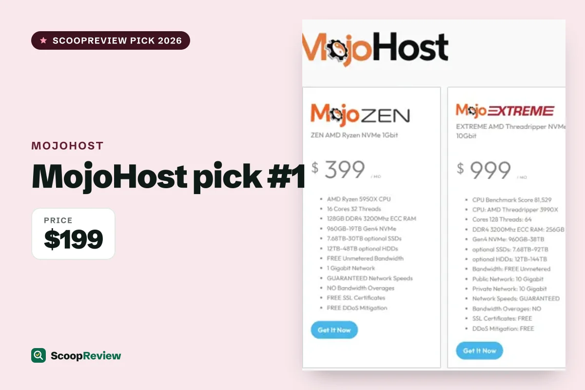 MojoHost product 1 – MojoHost review 2026